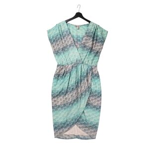 Harper and Gray Asymmetrical Midi Dress  Sheath Cocktail Green Gray Size L